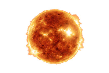 Vibrant image of the sun isolated on transparent background
