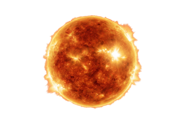 Vibrant image of the sun isolated on transparent background