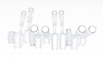 3d Illustration of an engine valve mechanism