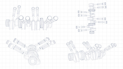 3d Illustration of an engine valve mechanism