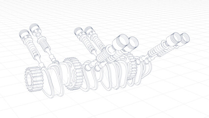 3d Illustration of an engine valve mechanism