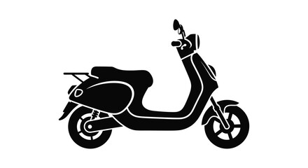 A striking black silhouette of a classic vintage scooter showcasing its iconic design silhouette © MIRAJ02