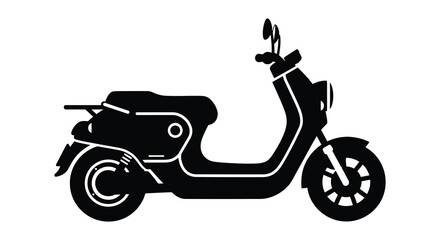 A sleek black electric scooter design is beautifully rendered as a striking silhouette