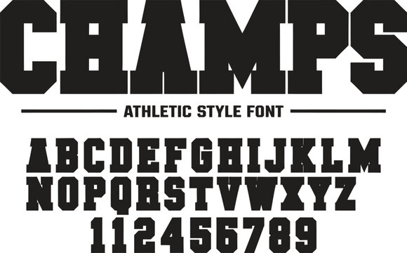 Black athletic style font with uppercase letters and numbers