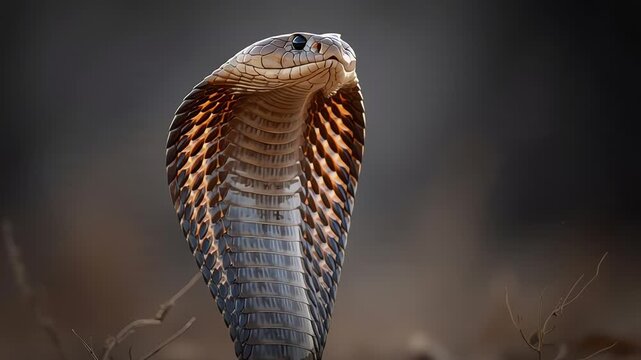Majestic Cobra Rising Up in Alert Stance