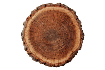 Cross section of a tree trunk isolated on transparent background