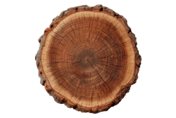 Cross section of a tree trunk isolated on transparent background
