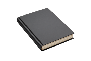 Closed black book isolated on transparent background