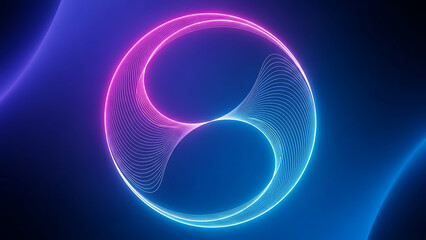 Vibrant neon light design with pink and blue glowing lines