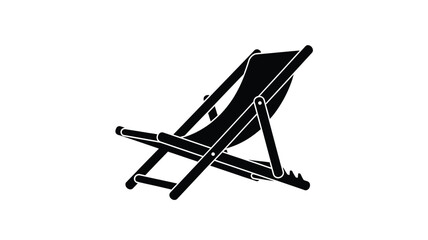 A black beach chair depicted in a striking minimalist silhouette