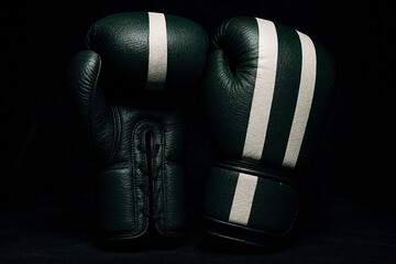 Luxury Nigerian Flag-Inspired Boxing Gloves on Velvet Background