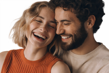 Portrait of a happy smiling young couple together in love