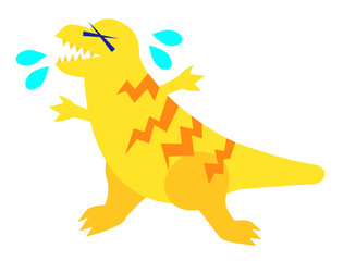 雷のエネルギーでびっくりする恐竜のイラスト © ribitts
