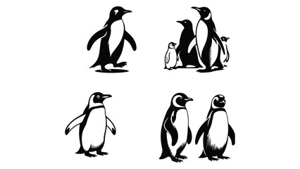 Obraz premium A group of penguins standing together in various poses and formations.