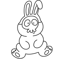 Obraz premium Cute White Rabbit wearing Black Skull Mask Illustration