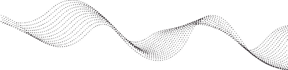 Fototapeta premium Black and minimalist wave pattern with dotted grid texture