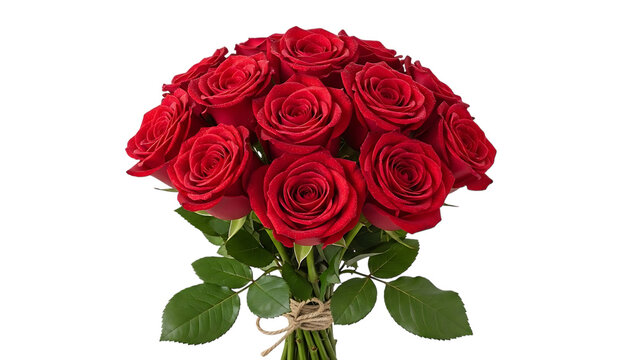 A bouquet of red roses isolated on transparent background