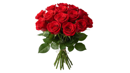 A bouquet of red roses isolated on transparent background