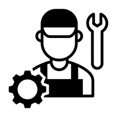 Technician Icon Mixed Style Vector Illustration