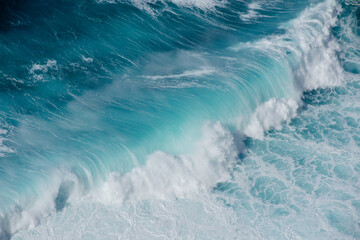 Fototapeta premium Huge crashing waves in the ocean. Summer and surf concept. Ocean textures. 