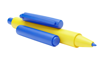 Yellow pen with blue cap and blue ink tip