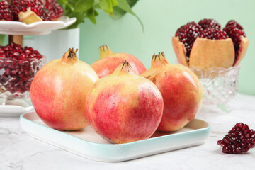 Fresh Pomegranates and Seeded Berries Still Life