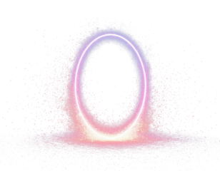 Neon circular portal glowing sci-fi entrance effect PNG