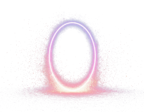 Neon circular portal glowing sci-fi entrance effect PNG - Powered by Adobe