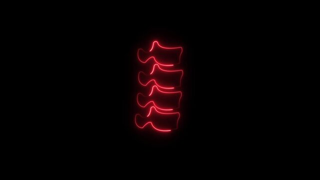 Abstract glowing neon Spine icon animation with dark background.Futuristic glowing neon Spine icon with smooth animated