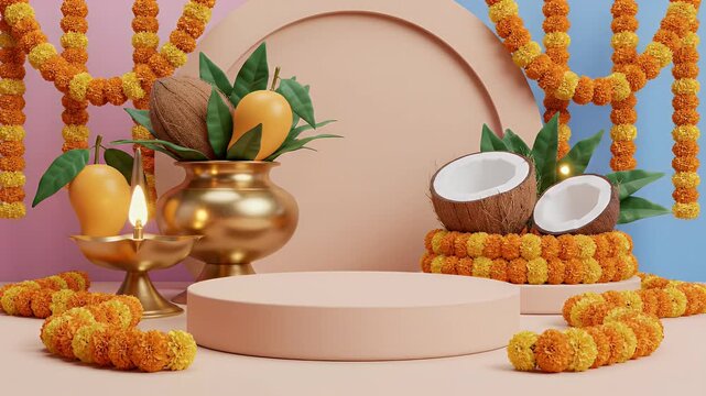 Mesha Sankranti 3D Podium Clean Display