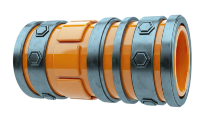 Futuristic Orange and Metal Cylinder