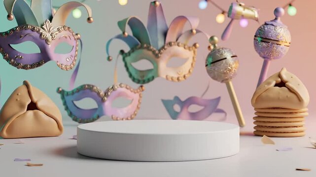 Purim 3D Podium Pastel