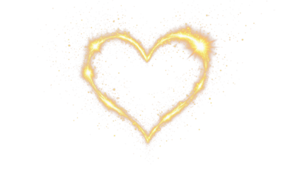 Golden glowing heart outline romantic symbol PNG