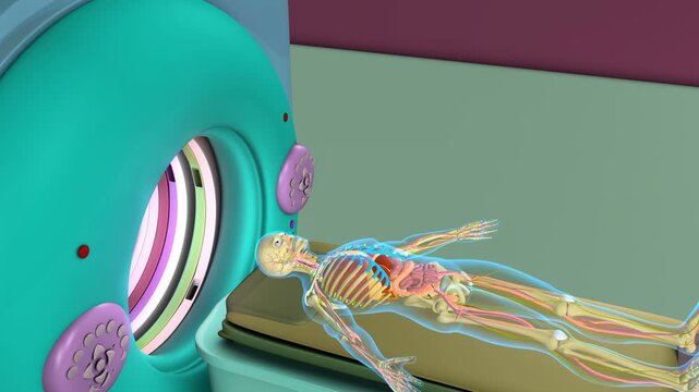 Male full body parts anatomy with CT scan. 3d render