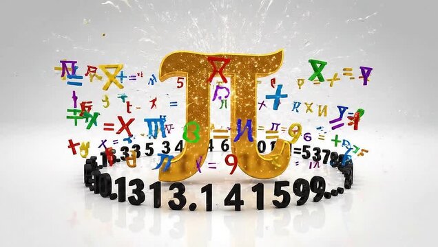 Golden Pi Symbol with Mathematical Elements Floating Around.
