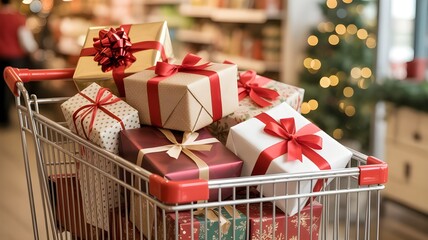 Elegant gift shop delivery, postal service and luxury online shopping, parcel box with a bow on a house doorstep in the countryside, generative ai