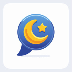 Abstract illustration of a crescent moon and star inside a speech bubble