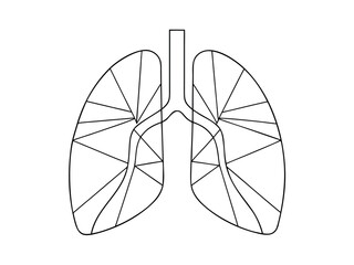 continuous one line art drawing of human lungs on white background