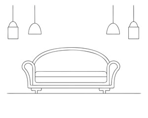 Elegant Sofa Line art Illustration on white background