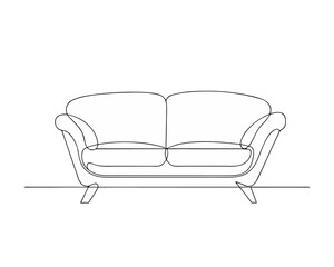 Modern Sofa Line Art Illustration on white background