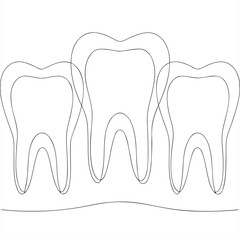 one line art vector drawing of teeth line art drawing
