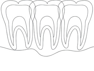continuous one line drawing of teeth line art vector drawing
