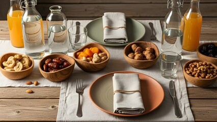 Sustainable Eco-Friendly Iftar Table Setting with Natural Materials