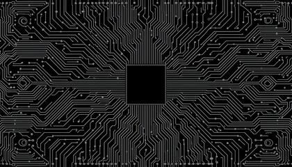 Circuit Board: Intricate pathways of a circuit board are depicted in close-up, revealing the complexity and connectivity of modern technology.