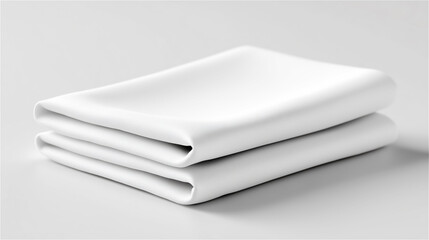 Neatly folded white bed sheets stacked on light background, clean minimal textile concept for hotel, laundry and home comfort, soft fabric texture with copy space for branding.