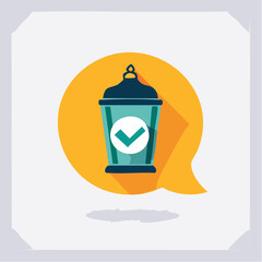 Lantern icon inside speech bubble illustrating idea and communication