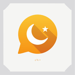 Islamic symbol speech bubble with crescent moon and star illustration