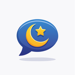 Symbolic crescent moon and star inside a speech bubble design