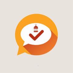 Symbolic representation of freedom and confirmation inside a speech bubble