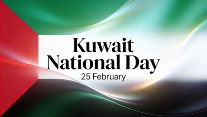 Kuwait National Day Celebration Graphic with Waving Flag Colors.